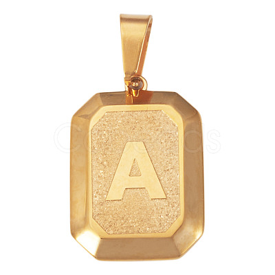 1Pc Stainless Steel Rectangle with Letter Pendants NJEW-TA0001-22A-1