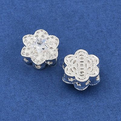 Rack Plating Brass Micro Pave Cubic Zirconia Beads KK-F879-02S-01-1