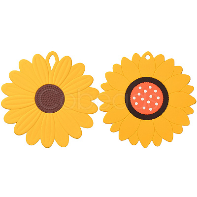 2Pcs 2 Style Flower Silicone Hot Pads AJEW-GF0011-17A-1