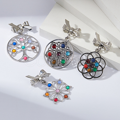 4Pcs 4 Styles Bowknot Brass Brooches JEWB-FH00036-1