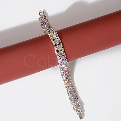 Square Alloy Rhinestone Cup Chain Bracelets for Women WG1D83C-09-1