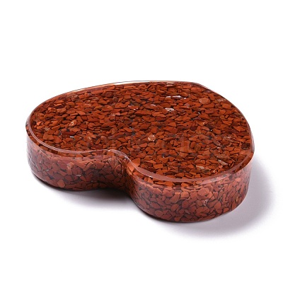 Resin with Natural Red Jasper Chip Stones Ashtray DJEW-F015-03B-1