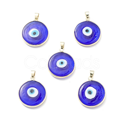Handmade Evil Eye Lampwork Pendants LAMP-F031-03G-02-1