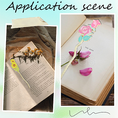 4Pcs 4 Styles Alloy Enamel Bookmarks AJEW-SC0002-91-1