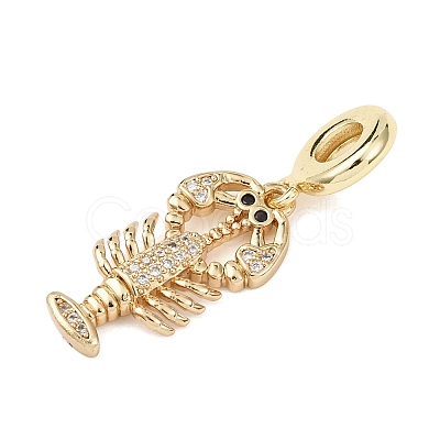 Brass Micro Pave Clear Cubic Zirconia Sea Animal European Dangle Charms KK-B159-04G-02-1