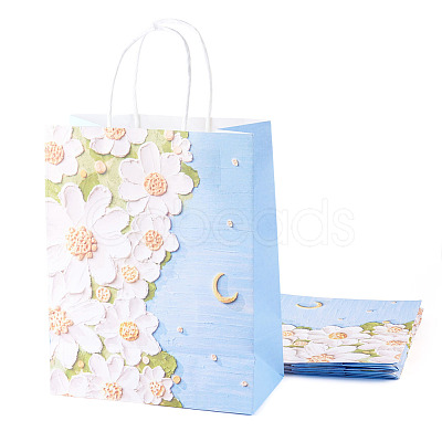 6Pcs 3D Flower Printed Paper Gift Bags ABAG-TADJ0001-05-1