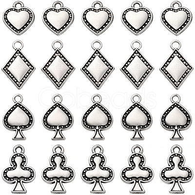 72Pcs 4 Styles Tibetan Style Alloy Pendants FIND-SC0019-40AS-1