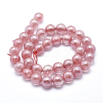 Electroplated Cherry Quartz Glass Beads Strands X-G-O164-04-8mm-1