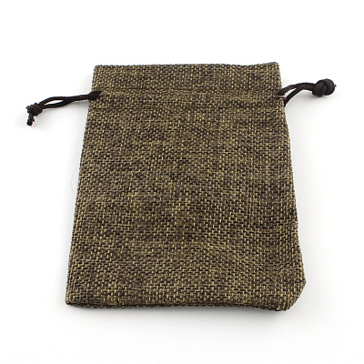 Polyester Imitation Burlap Packing Pouches Drawstring Bags ABAG-R005-14x10-05-1