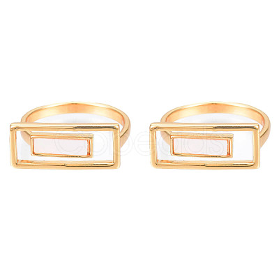 Natural Shell Rectangle Finger Ring RJEW-N039-01-1