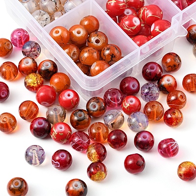 10 Style Spray Painted & Drawbench Transparent & Baking Paint Glass Beads GLAA-YW0001-26D-1