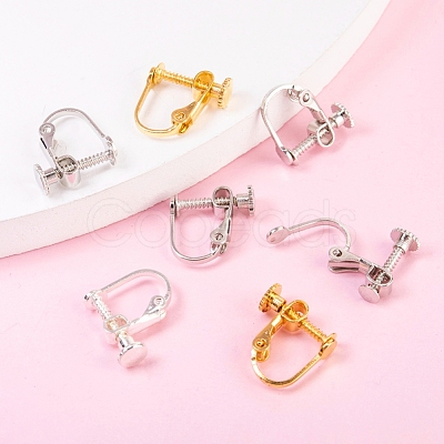 Brass Screw On Clip-on Earring Findings KK-L164-02-1