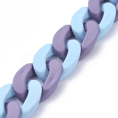 Handmade Opaque Spray Painted Acrylic Curb Chains AJEW-JB00615-03-1