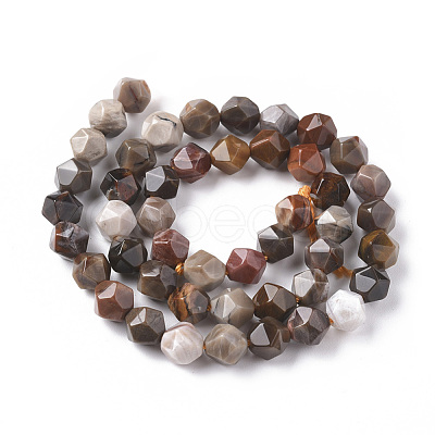 Natural Petrified Wood Beads Strands G-F668-02-8mm-1