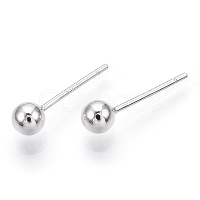 925 Sterling Silver Round Ball Stud Earrings STER-T005-01E-1