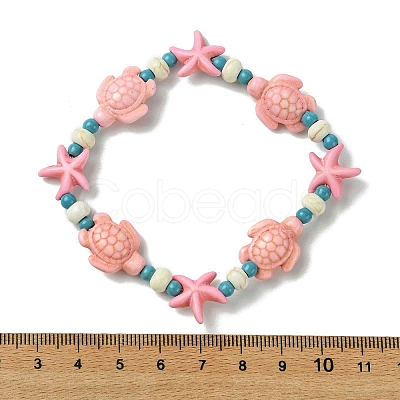 Synthetic Turquoise Beaded Stretch Bracelets for Women BJEW-JB13597-01-1