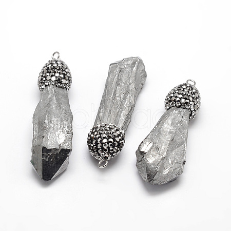 Nuggets Dyed Electroplated Natural Druzy Crystal Big Pendants G-F229-20B-1