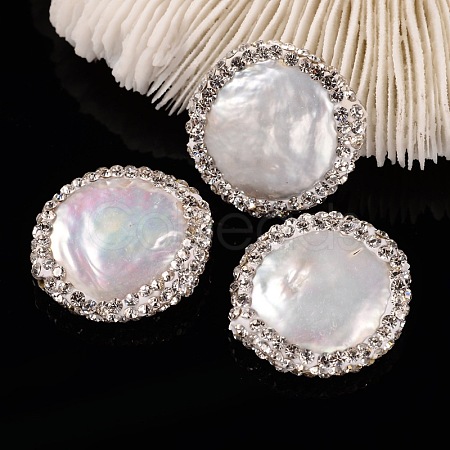 Flat Round Natural Cultured Freshwater Pearl Beads BSHE-P004-06-1