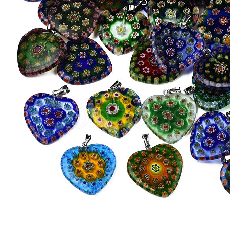 Handmade Millefiori Glass Pendants X-LK-R005-03-1