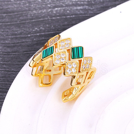 Brass Micro Pave Cubic Zirconia Cuff Open Rings WGF77C2-01-1