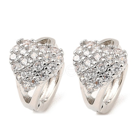 Brass Micro Pave Cubic Zirconia Hoop Earrings EJEW-D078-17P-1
