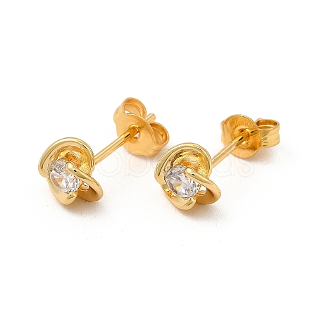 Rack Plating Brass Micro Pave Cubic Zirconia Stud Earrings EJEW-P221-03G-1