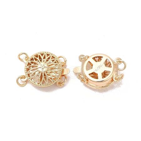 Rack Plating Flower Brass Box Clasps X-KK-QA183-99G-1