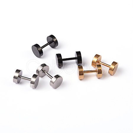 Flat Round 304 Stainless Steel Barbell Cartilage Earrings EJEW-L164-04-1