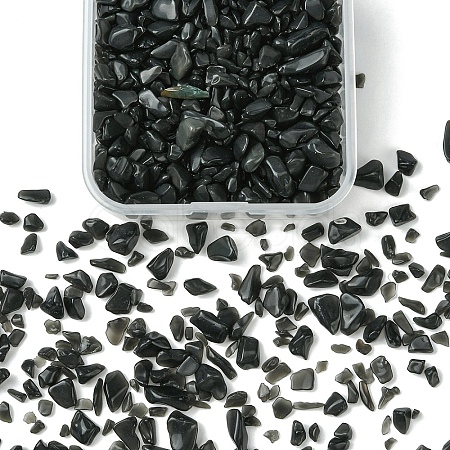 50G Natural Black Tourmaline Chip Beads G-YW0001-67-1