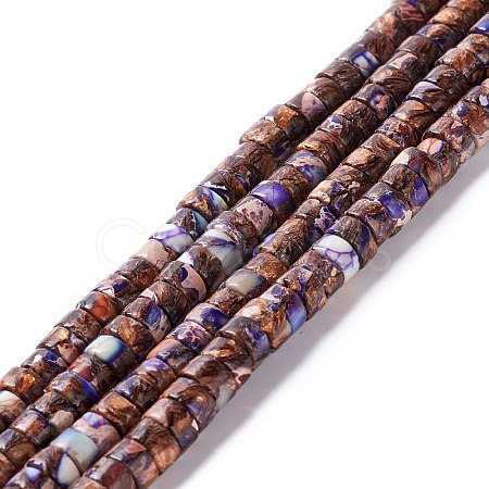 Assembled Synthetic Bronzite and Imperial Jasper Beads Strands G-I318-03A-1