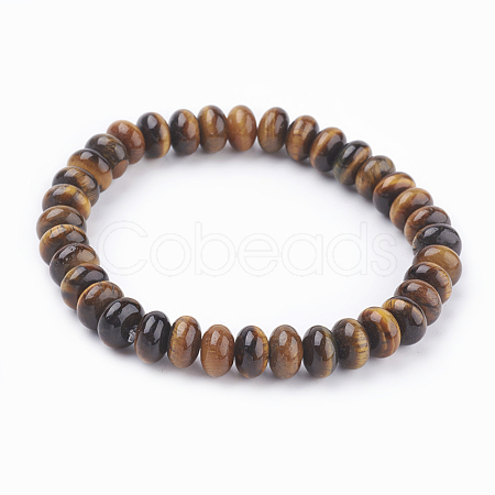 Natural Tiger Eye Beads Stretch Bracelets BJEW-JB03376-04-1