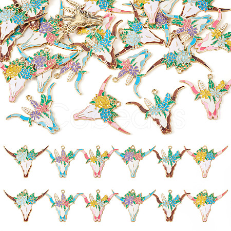 24Pcs 6 Styles Alloy Enamel Pendants ENAM-TA0002-51-1