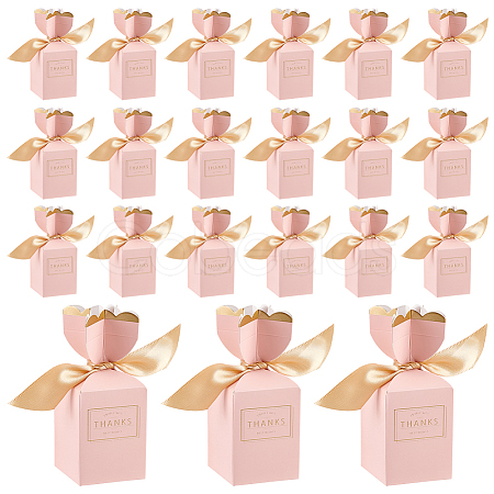 Wedding Paper Candy Gift Packaging Boxes with Polyester Ribbon CON-WH0105-07-1