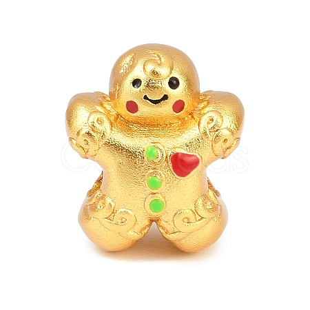 Christams Brass Enamel European Beads KK-F922-03E-G-1