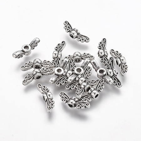 Tibetan Style Alloy Fairy Wing Beads X-TIBEB-6007-AS-LF-1