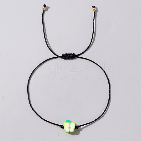 Fruit Apple Polymer Clay Braided Bead Bracelets LP5577-5-1