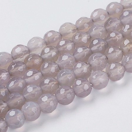 Natural Grey Agate Beads Strands G-G580-6mm-08-1