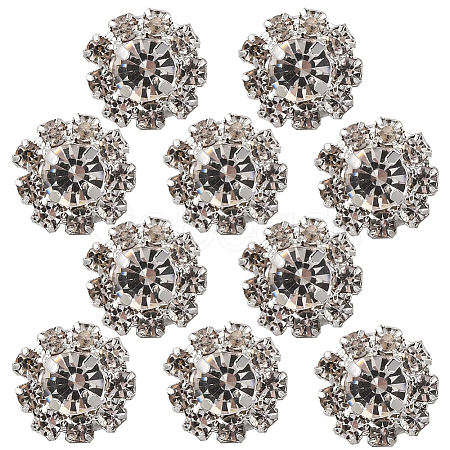 10Pcs Alloy Rhinestone Shank Button for Garment Accessories BUTT-GF0001-29-1