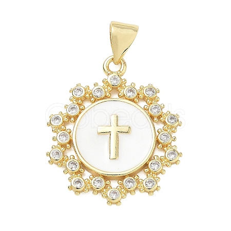 Religion Cross Brass Micro Pave Clear Cubic Zirconia Pendants CU-CBA83A6-03D-G02-1