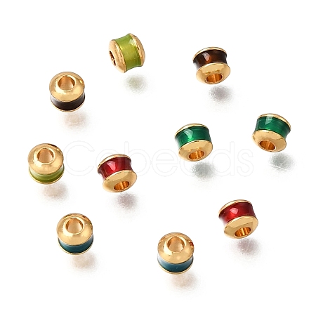 Brass Enamel Beads KK-G605-03G-1