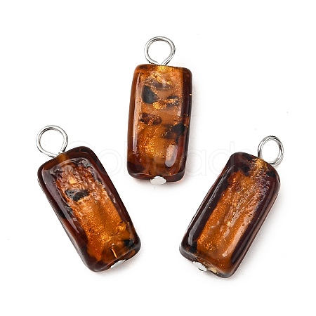 Handmade Gold Sand Lampwork Pendants PALLOY-JF04370-01-1