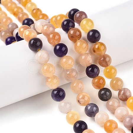 Dyed Natural White Jade Beads Strands G-T138-8mm-210-35-1