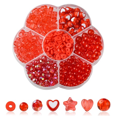 380Pcs 7 Styles Transparent Acrylic Beads MACR-YW0003-06A-1