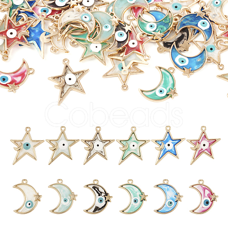 48Pcs 12 Style Alloy Enamel Pendants ENAM-TA0001-73-1