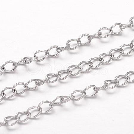 Tarnish Resistant 304 Stainless Steel Curb Chains CHS-K004-11P-0.8mm-1