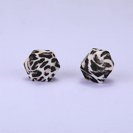 Colorful Pattern Printed Silicone Focal Beads SI-JX0022A-01-1