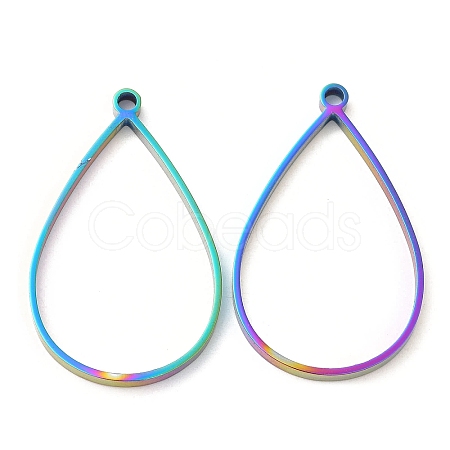 304 Stainless Steel Open Back Bezel Teardrop Pendants STAS-Z040-11A-RC-1