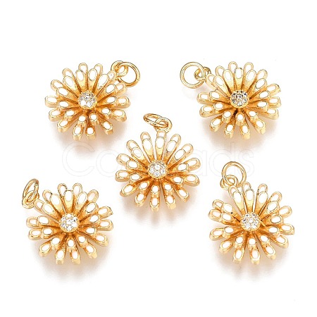 Brass Micro Pave Clear Cubic Zirconia Pendants ZIRC-B002-34G-I-1