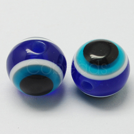 Round Evil Eye Resin Beads RESI-R159-12mm-08-1