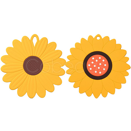 2Pcs 2 Style Flower Silicone Hot Pads AJEW-GF0011-17A-1